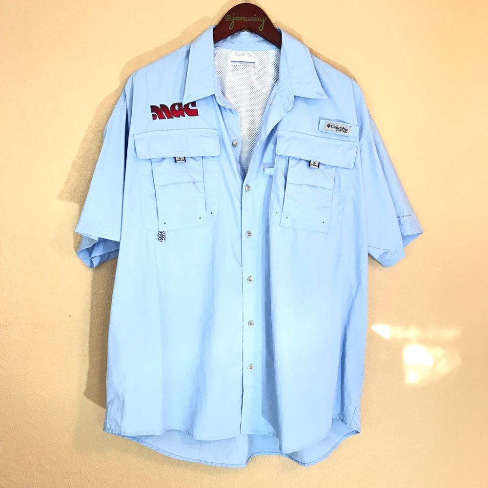 Columbia light blue vented fishing gear shirt LG